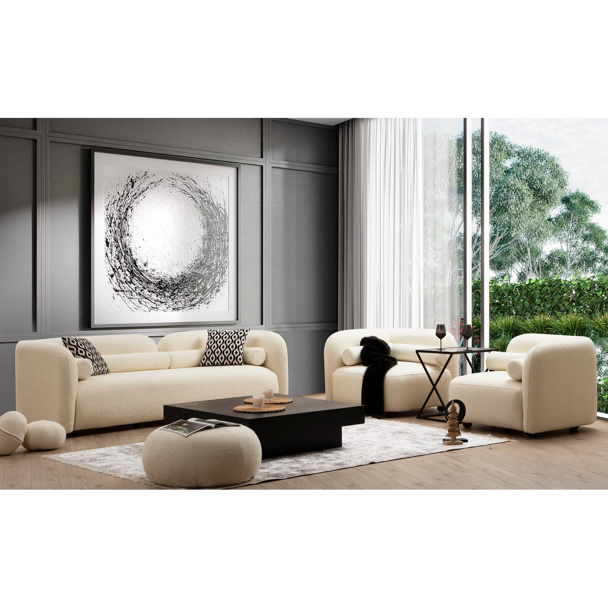 Victoria Bouclette (190 x 74 x 90 cm) Creme 2-sitssoffa