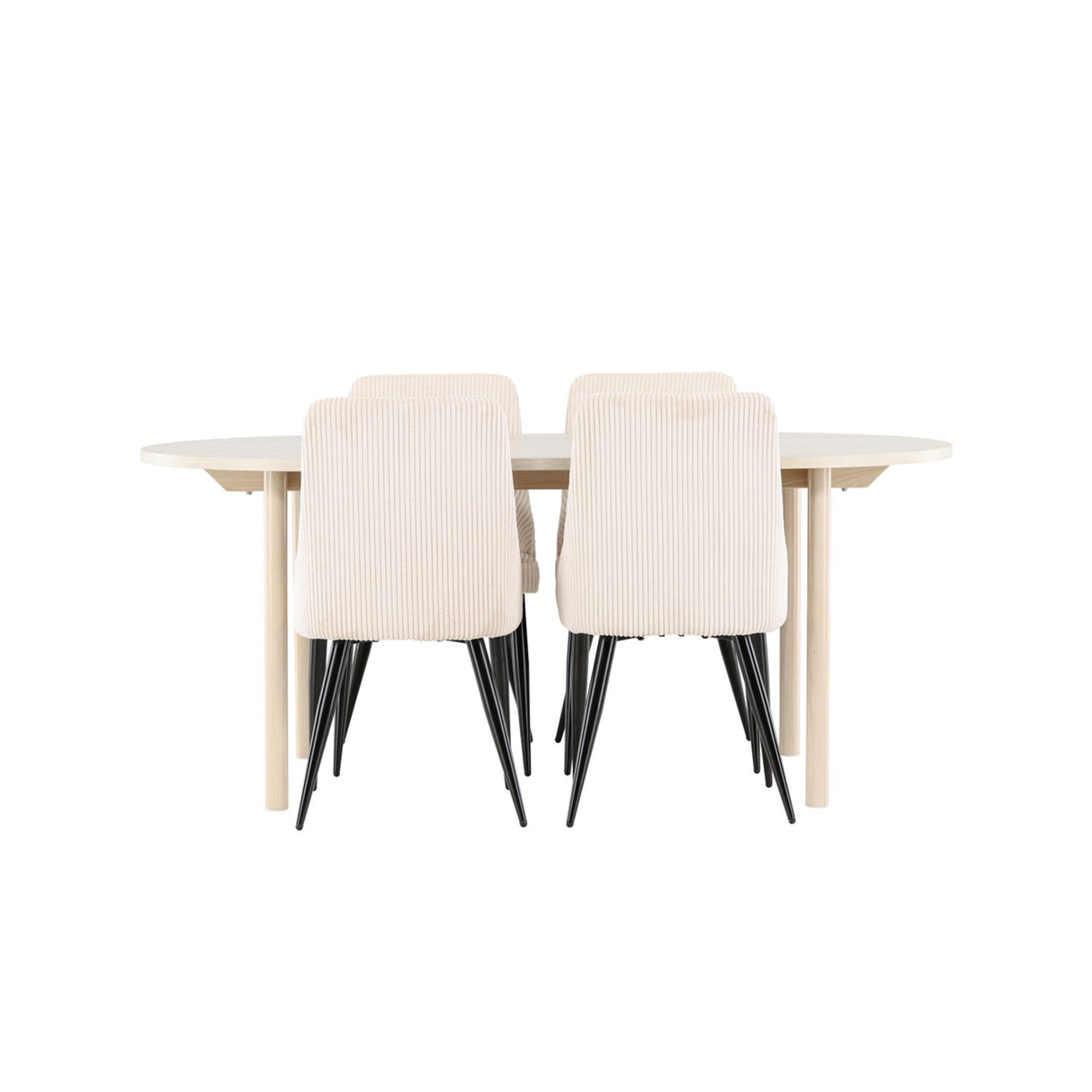 Andy, Leone Ovalt matgrupp Beige,Svart, Vitlaserad, 180 x 90