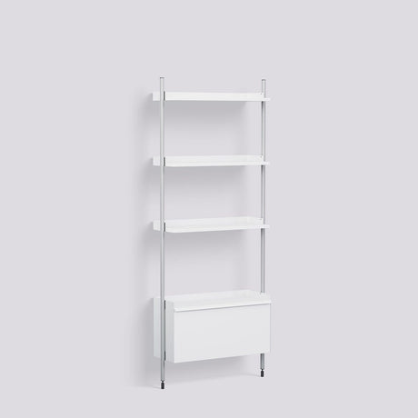 Pier System 131 1 sektion 82 × 34 × 209 cm Hyllsystem PS White, Klaranodiserad aluminium
