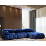 Vienna Beige L1-O1-1R-PUF (288 x 95 x 75 cm) Hörnsoffa Sammet blå