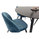 Plaza, Velvet Rund matgrupp Svart,Blå, Svart, ⌀100
