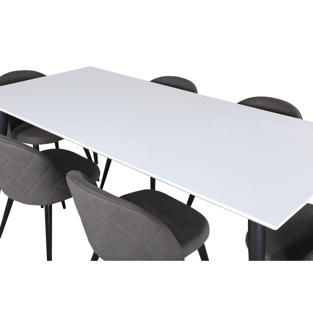 Jimmy, Velvet Rektangulär matgrupp Svart,Grå, Svart,Vitt, 195 x 90