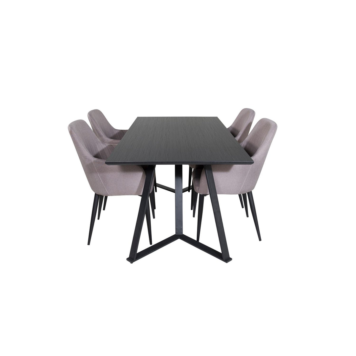 Marina, Comfort Rektangulär matgrupp Svart,Grå, Svart, 180 x 90