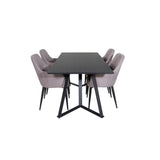 Marina, Comfort Rektangulär matgrupp Svart,Grå, Svart, 180 x 90