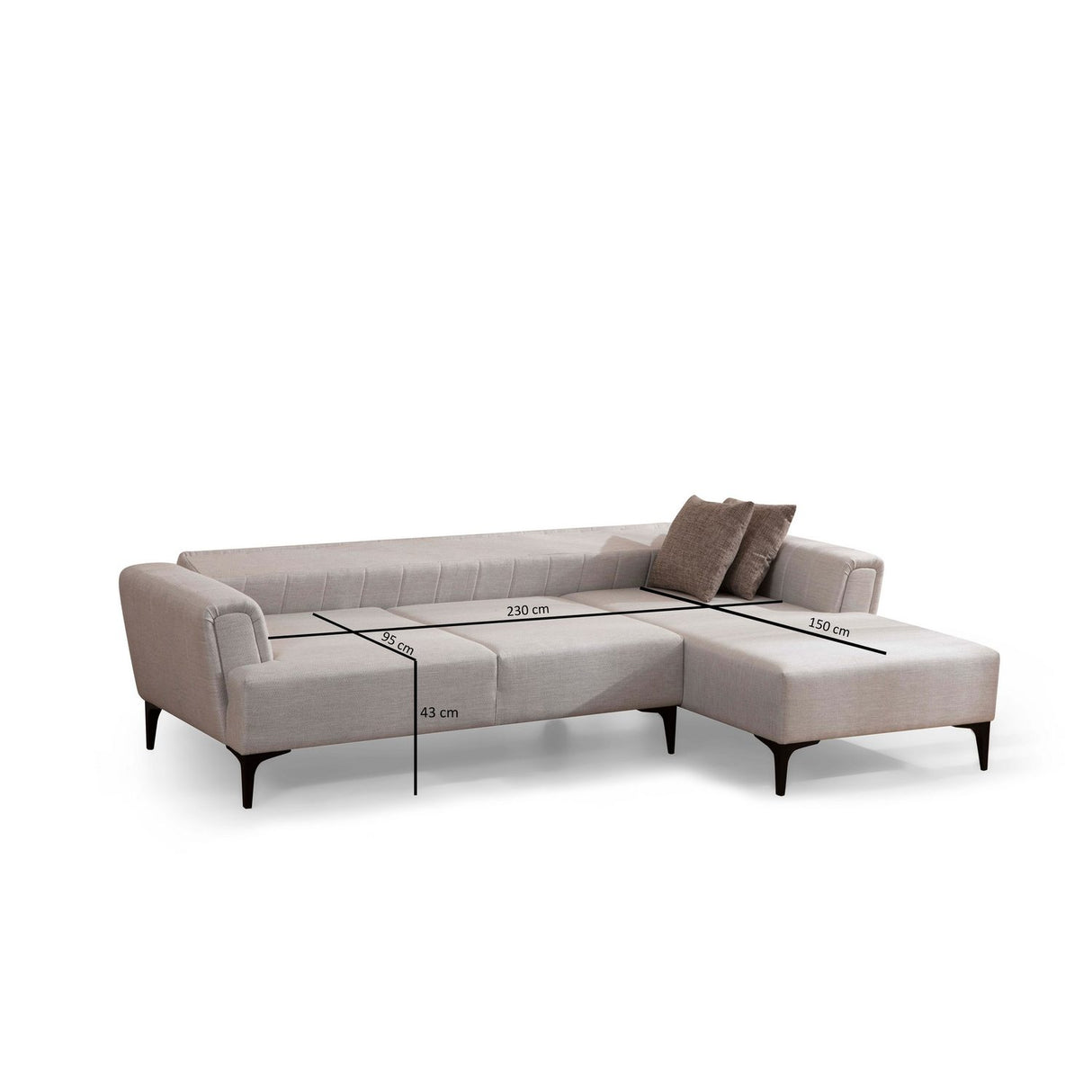 Maputo (270-140 x 95 x 77 cm) Hörnsoffbädd Ecru, Höger
