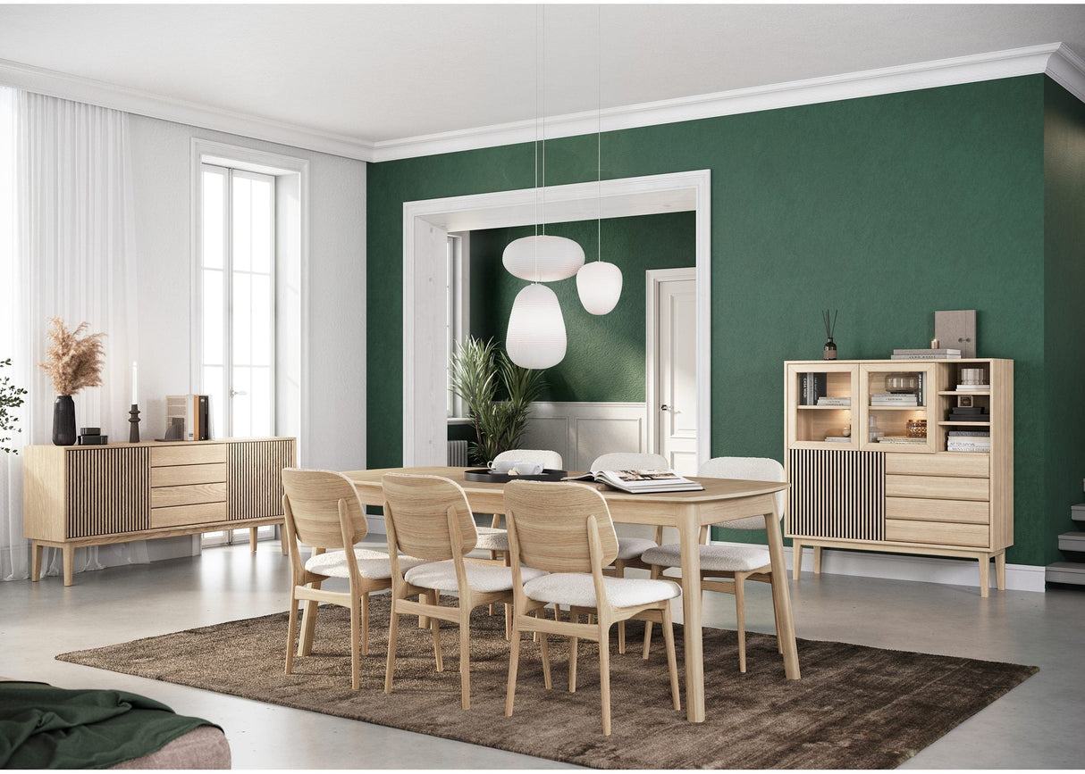 Broholm Högskåp Lameller 124x133 cm Vitoljad Ek