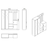Gaborone (147,2 x 179,7 x 37,5 cm) Hallstativ Vit
