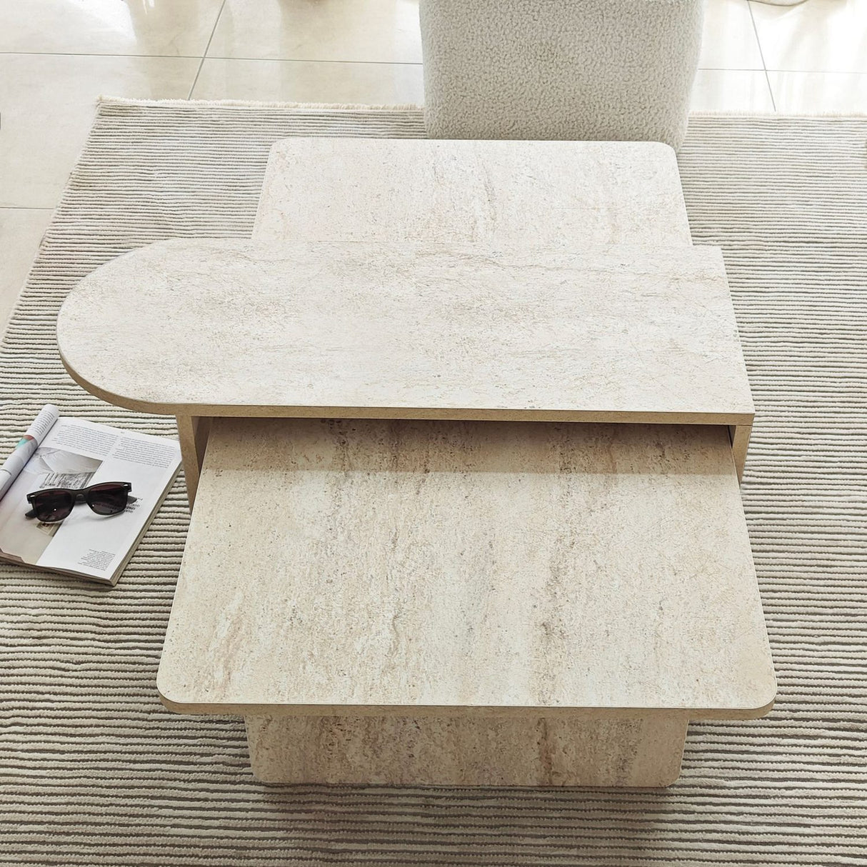Reykjavik (82 x 40 x 33 cm) Soffbordsset Brons travertin