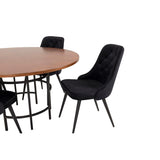 Copenhagen, Velvet Deluxe Rund matgrupp Svart, Svart,Brun, ⌀140