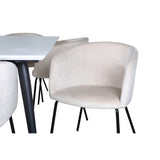 Jimmy, Berit Rektangulär matgrupp Beige, Svart, Svart,Vitt, 195 x 90