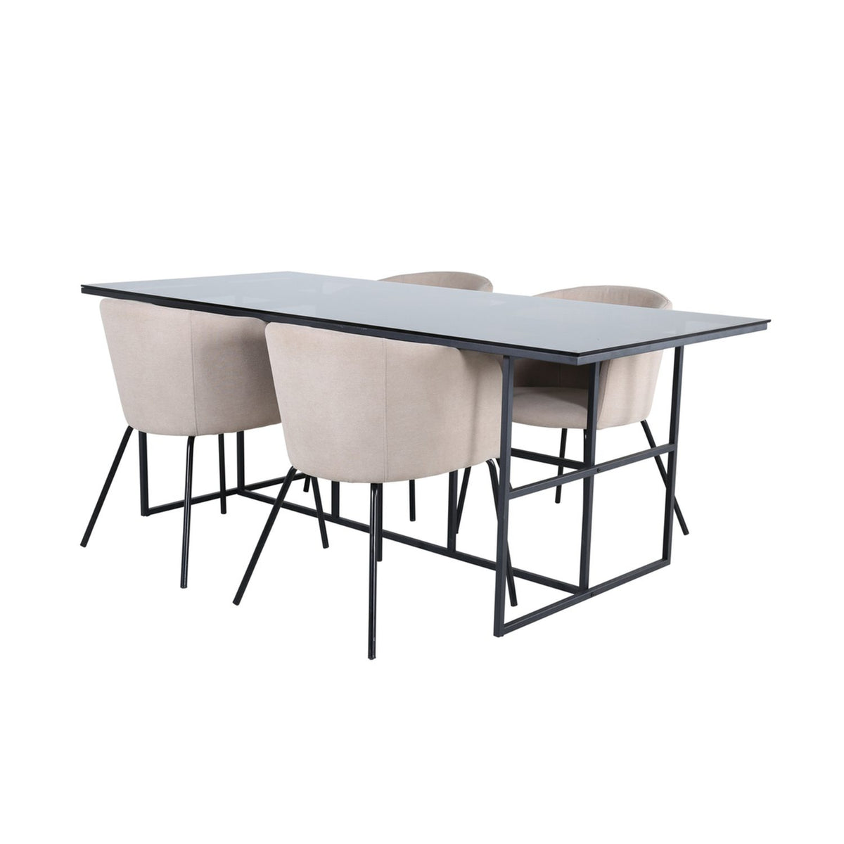 Leif, Berit Rektangulär matgrupp Beige, Svart, Svart, 200 x 90