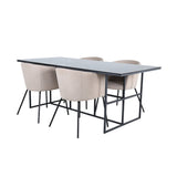 Leif, Berit Rektangulär matgrupp Beige, Svart, Svart, 200 x 90