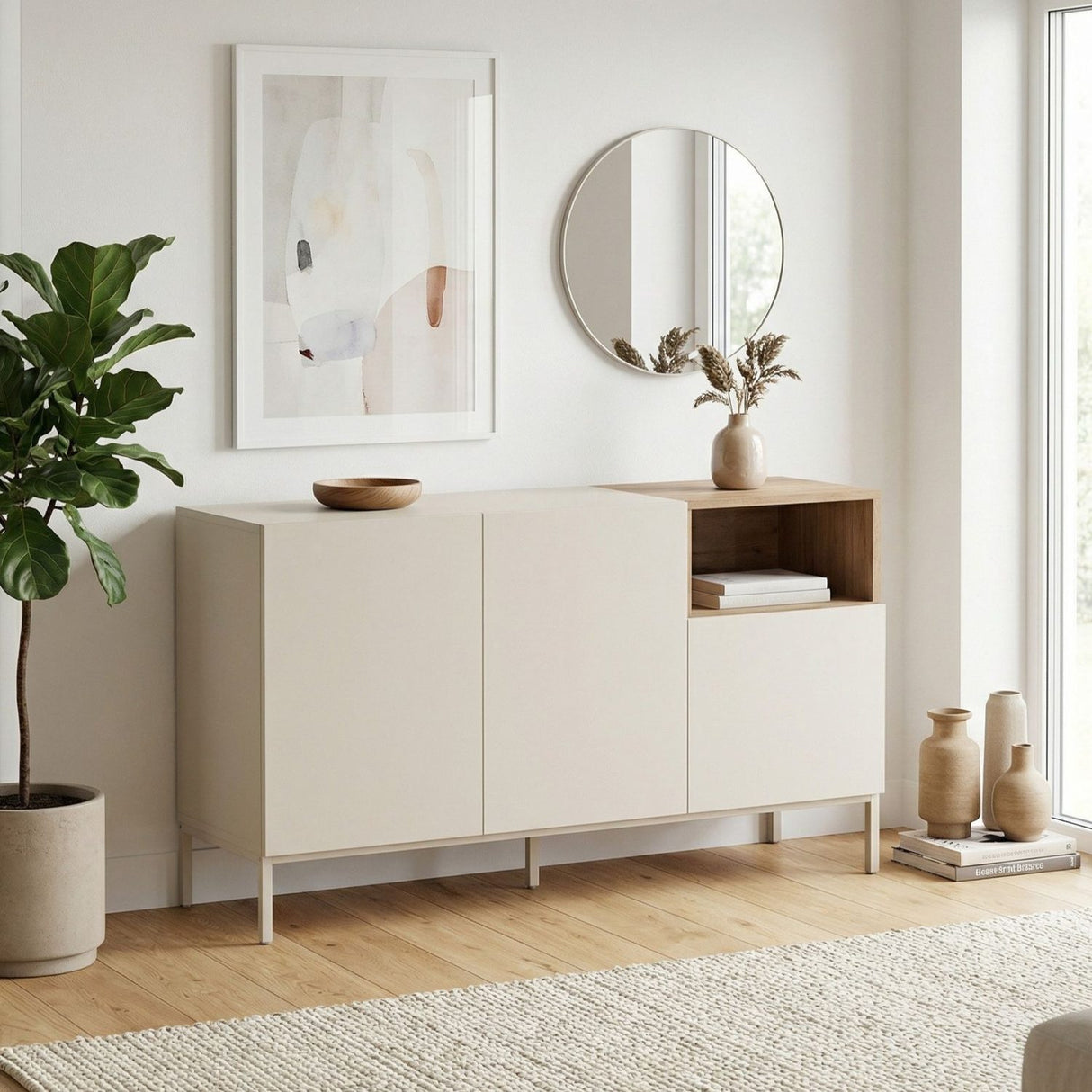 Paramaribo 140 (140 x 80 x 41,8 cm) Konsolbord Sandsten naturlig ek