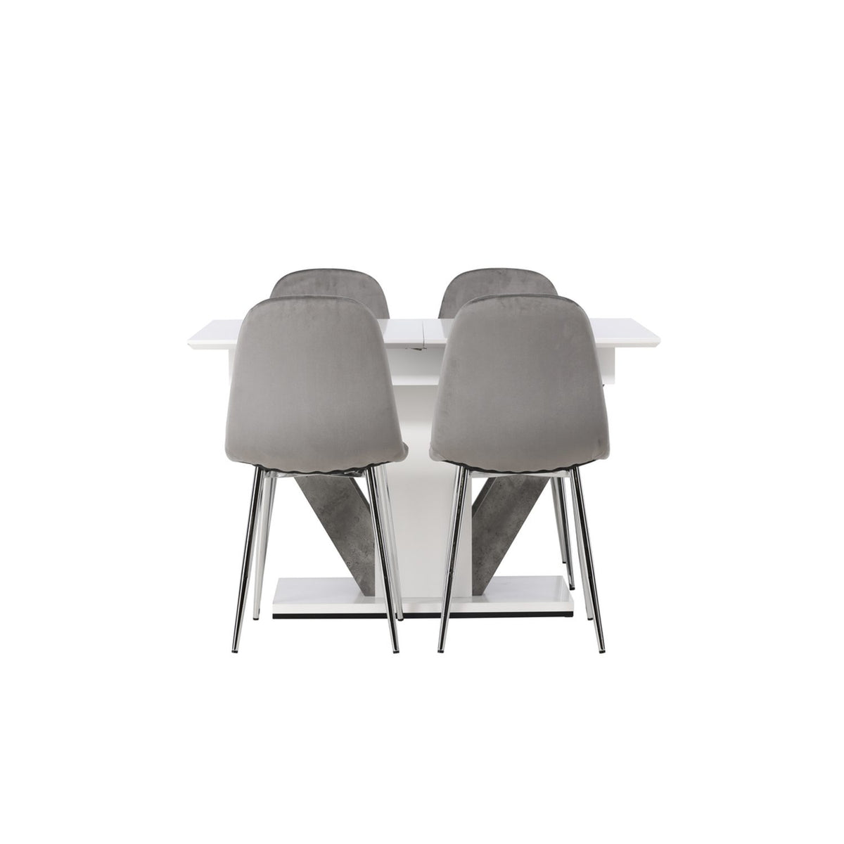 Disa, Eva Rektangulär matgrupp Silver, Grå,Vit, 120 x 80