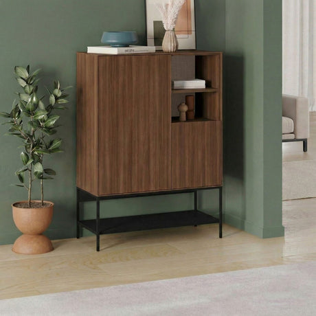 Amira (90 x 125 x 40 cm) Sideboard Milano valnötträ svart svart