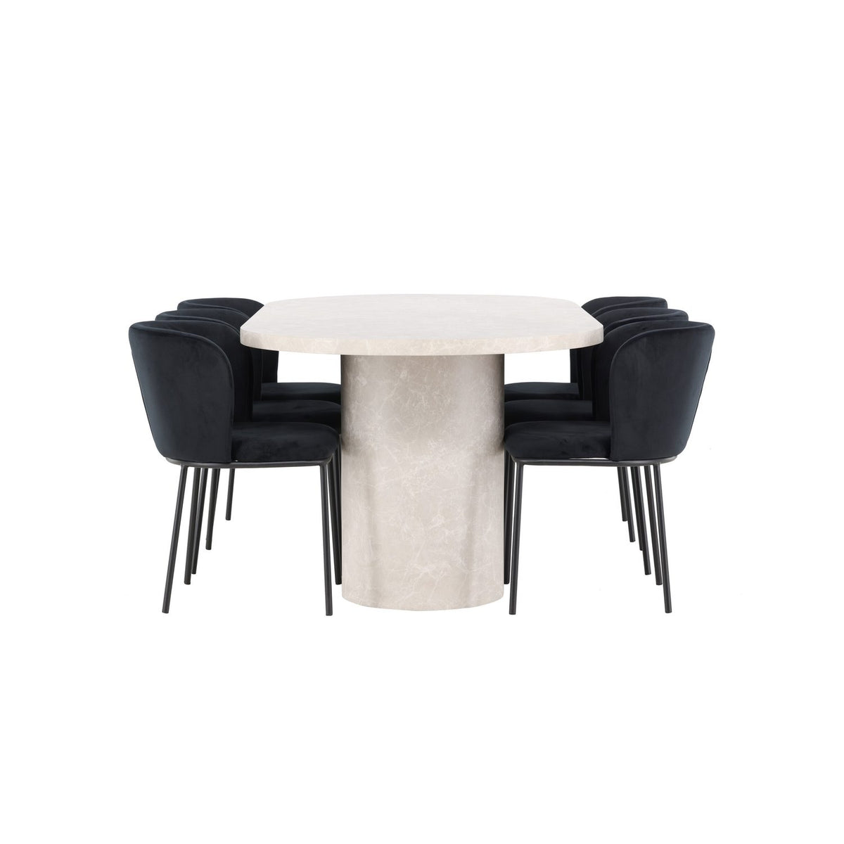 Narvik, Edina Oval matgrupp Svart, Beige, 200 x 100