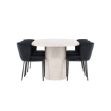 Narvik, Edina Oval matgrupp Svart, Beige, 200 x 100