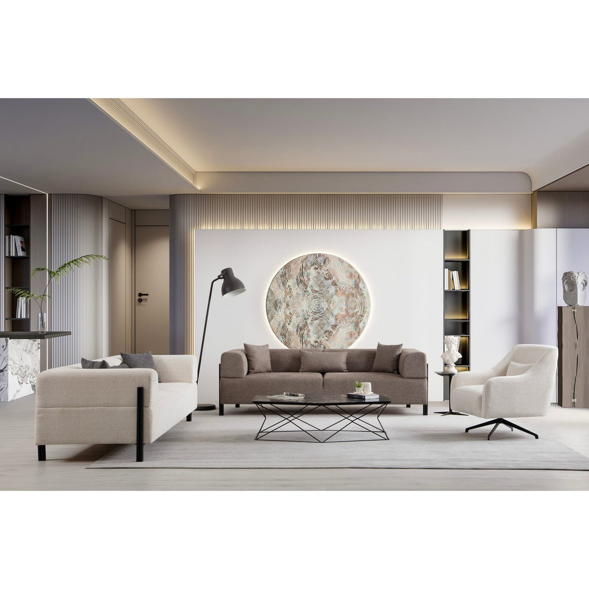 Doha 3-sits (225 x 93 x 75 cm) 3-sitssoffa Vit