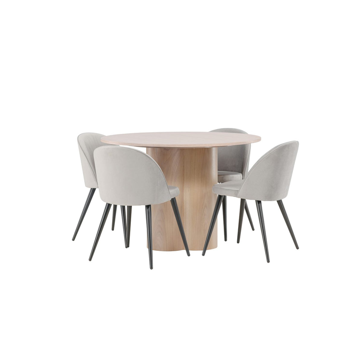 Olivia, Velvet Rund matgrupp Vitlaserad