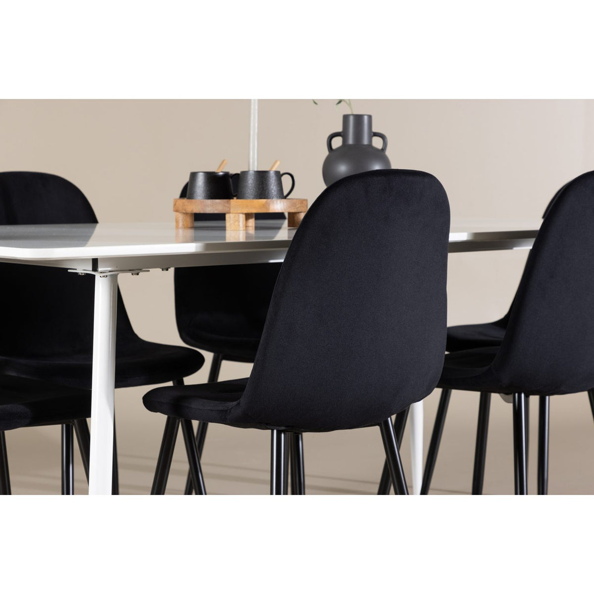 Silar, Polar Rektangulär matgrupp Svart, Vit, 180 x 90