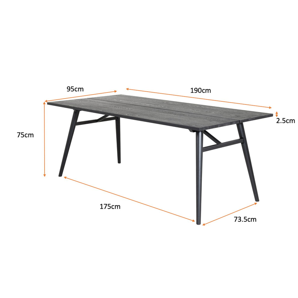 Sleek Rektangulärt matbord Svart, Fanér, 195 x 95
