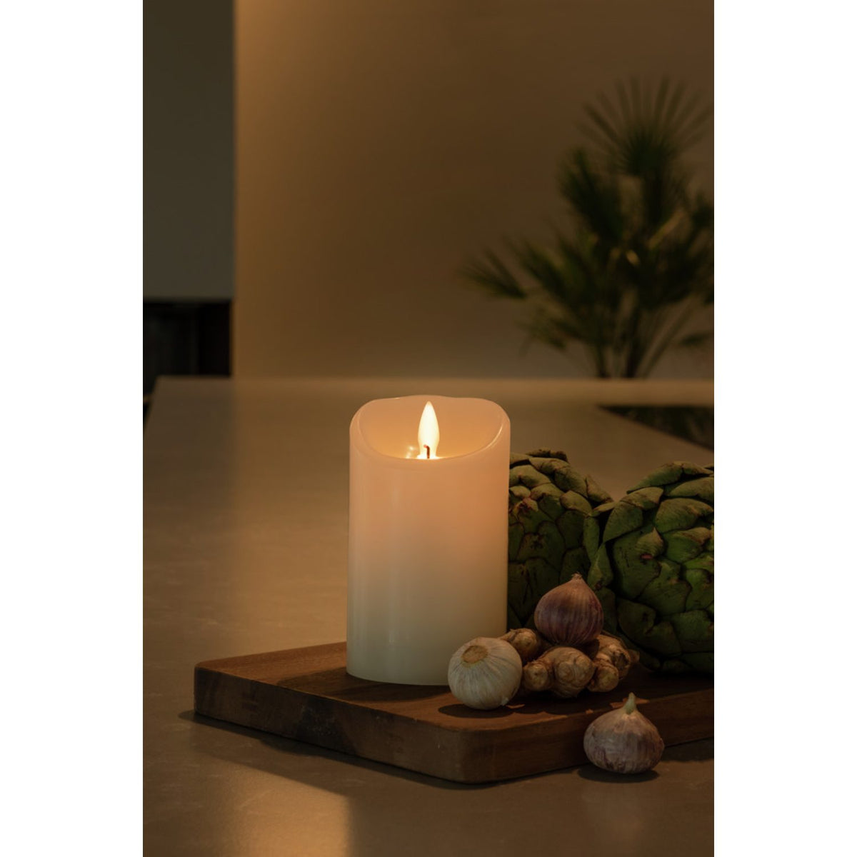 Vaxljus gräddvit, varmvit LED Timer 4/8h 2xC Dekorationsljus El 7,5x12,7 cm