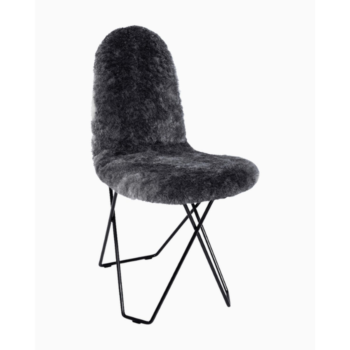 Cactus Sheepskin Stol Svart, Mörkgrå