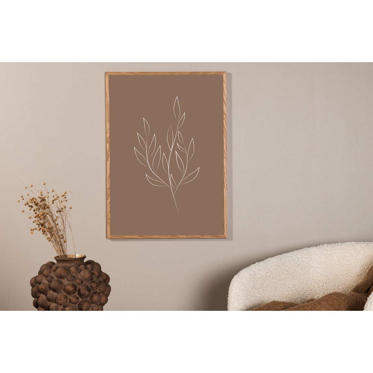 Ritat blad Poster Brun, 50 x 70 cm