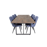 Padang, Velvet Deluxe Rektangulär matgrupp Svart,Blå, Svart,Natur, 250 x 100