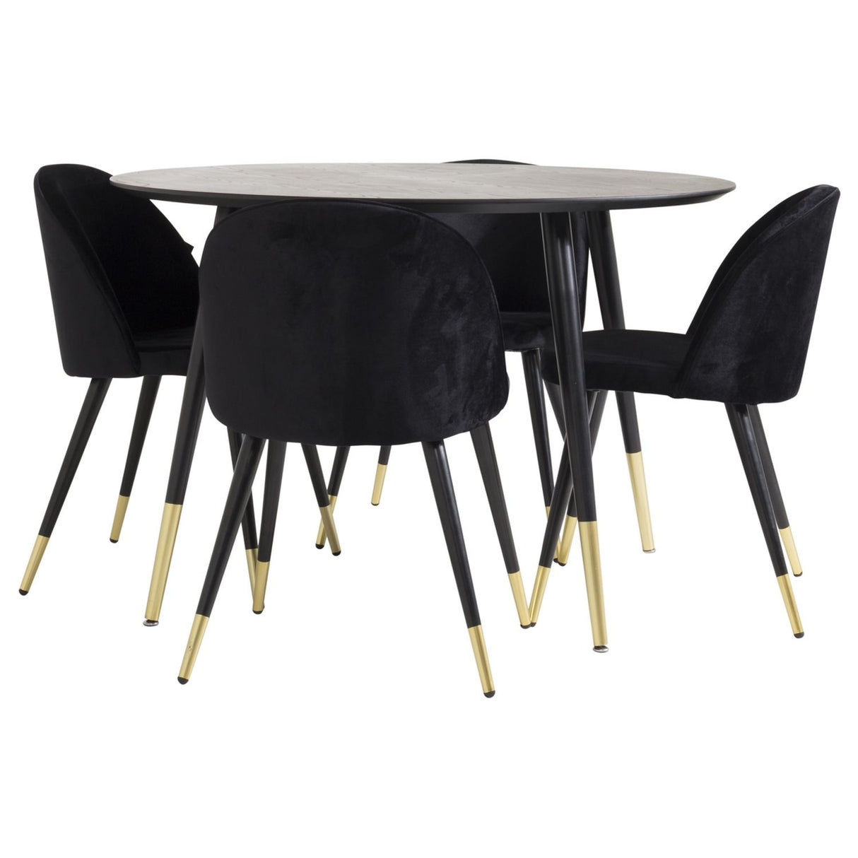 Dipp, Velvet Rund matgrupp Svart, guld, Svart, guld, ⌀115