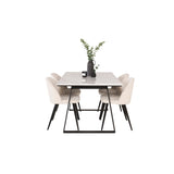 Estelle, Velvet Rektangulär matgrupp Svart, Kräm, Svart,Vitt, 140 x 90