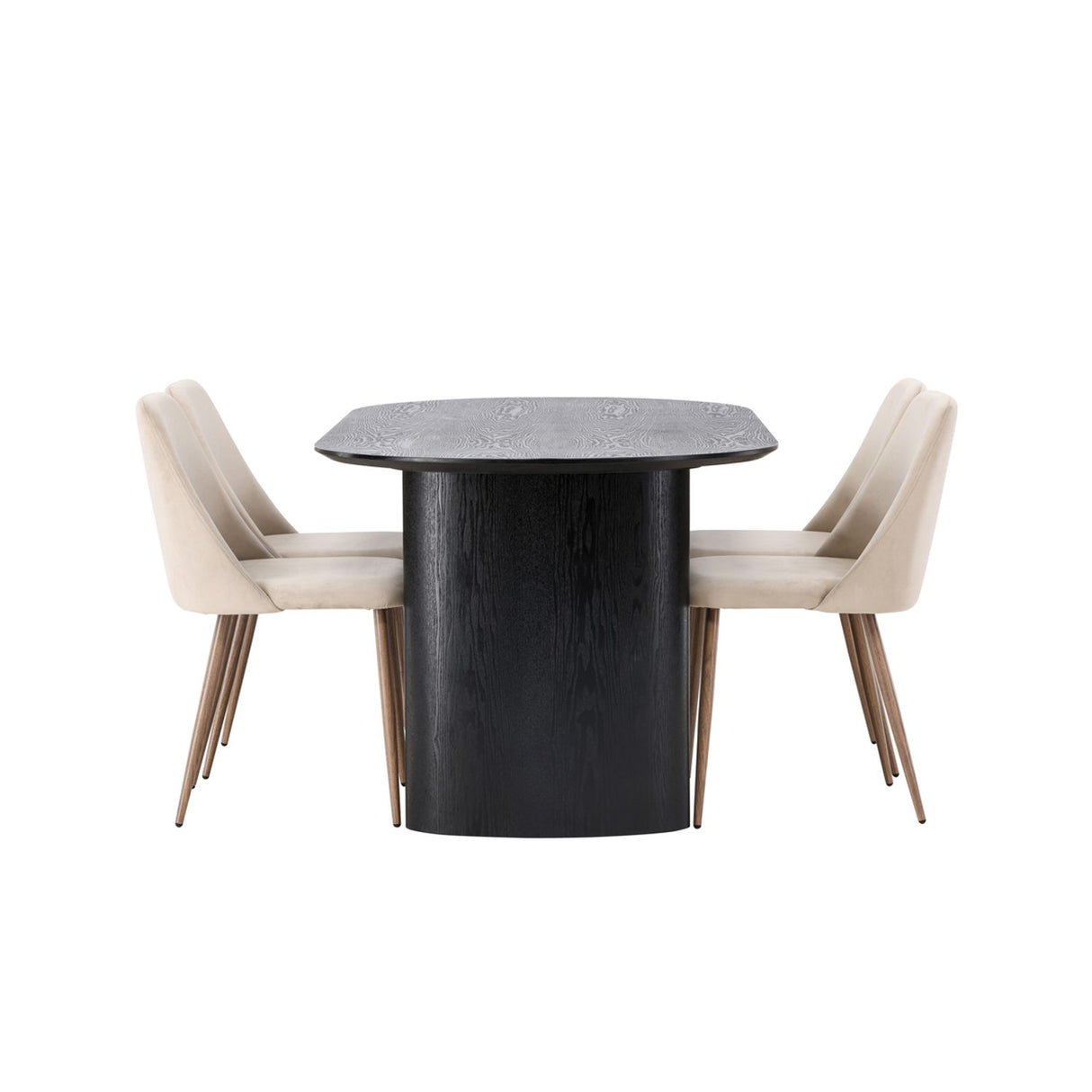 Isolde, Night Oval matgrupp Valnöt, Beige, Svart, 180 x 90