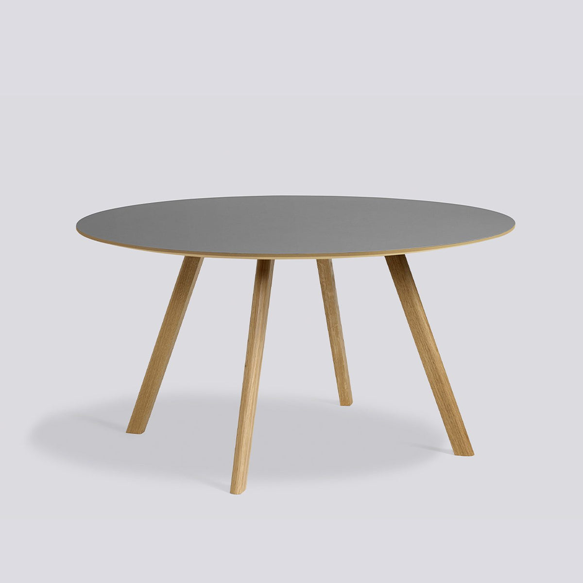 CPH 25 Ø140 × H74 cm Matbord Grey – linoleum, massiv ek med vattenbaserad lack