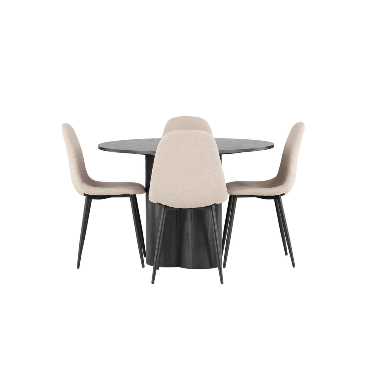 Olivia, Polar Rund matgrupp Beige, Svart, 4st