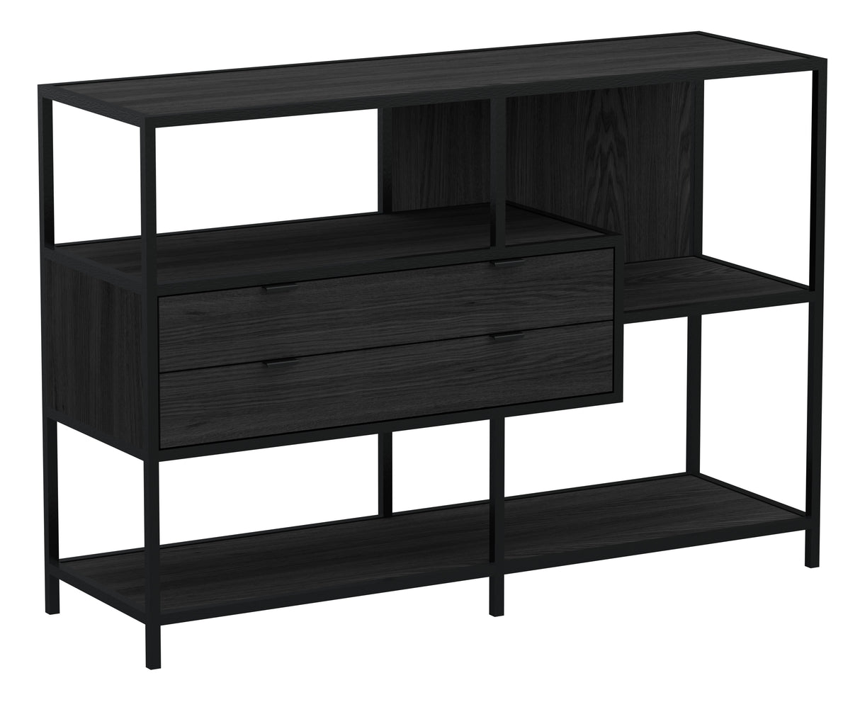Seaford Bokhylla med 2 Lådor 78x114x35 cm Svart