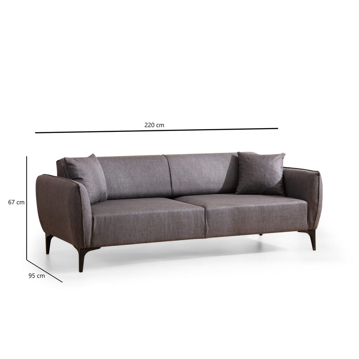 Windhoek (220 x 67 x 95 cm) Mörkgrå 3-sitssoffa