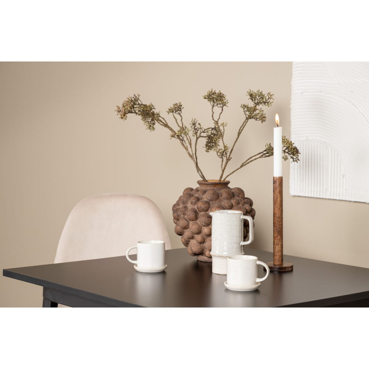 Tempe, Polar Rektangulär matgrupp Beige, Svart, Svart, 80 x 80