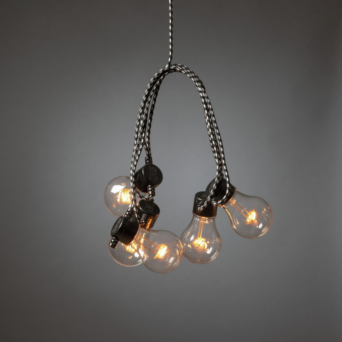 E27 10 Amber LED Textilkabel Ljusslinga Inomhus Svart/vit