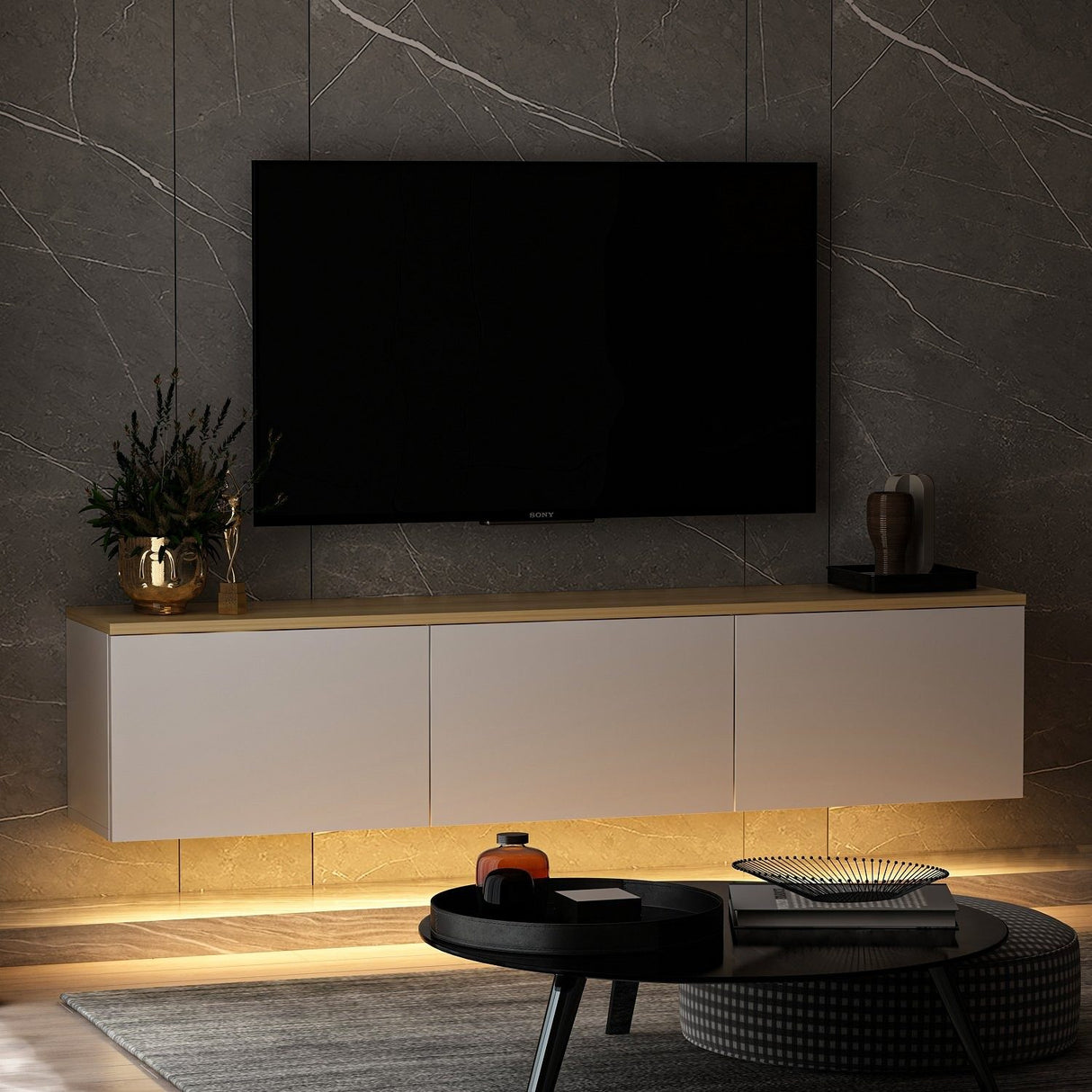 Reykjavik (160 x 35 x 32 cm) vit ek TV-bänk