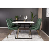 Estelle, Velvet Deluxe Rektangulär matgrupp Guld,Grön, Svart,Vitt, 140 x 90