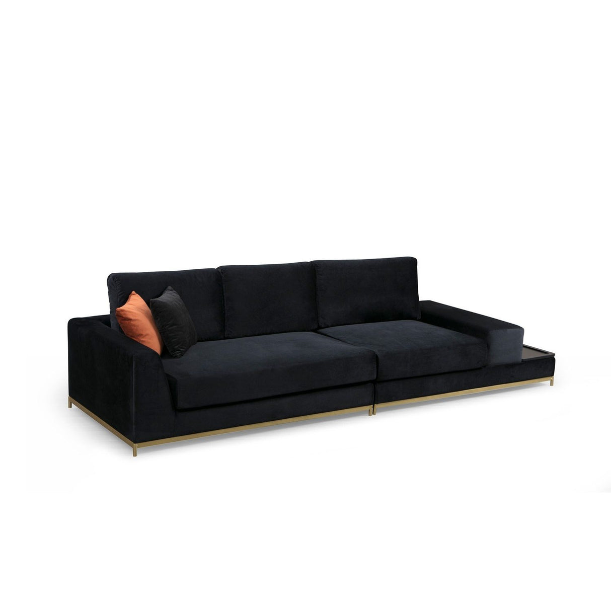 Line med sidobord (320 x 102 x 84 cm) Svart Guld 4-sitssoffa