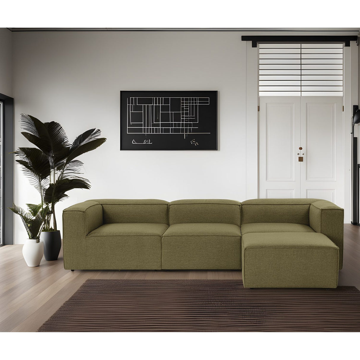 Fora (296 x 66 x 185 cm) Hörnsoffa Grön