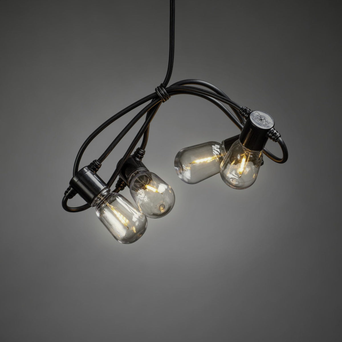 E14 Ovala LED Svart kabel 6V/IP44 Ljusslinga Ute 40 Lampor (9.75m), Amber
