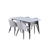 Jimmy, Velvet Rektangulär matgrupp Svart,Ljusgrå, Svart, vit, 150 x 90