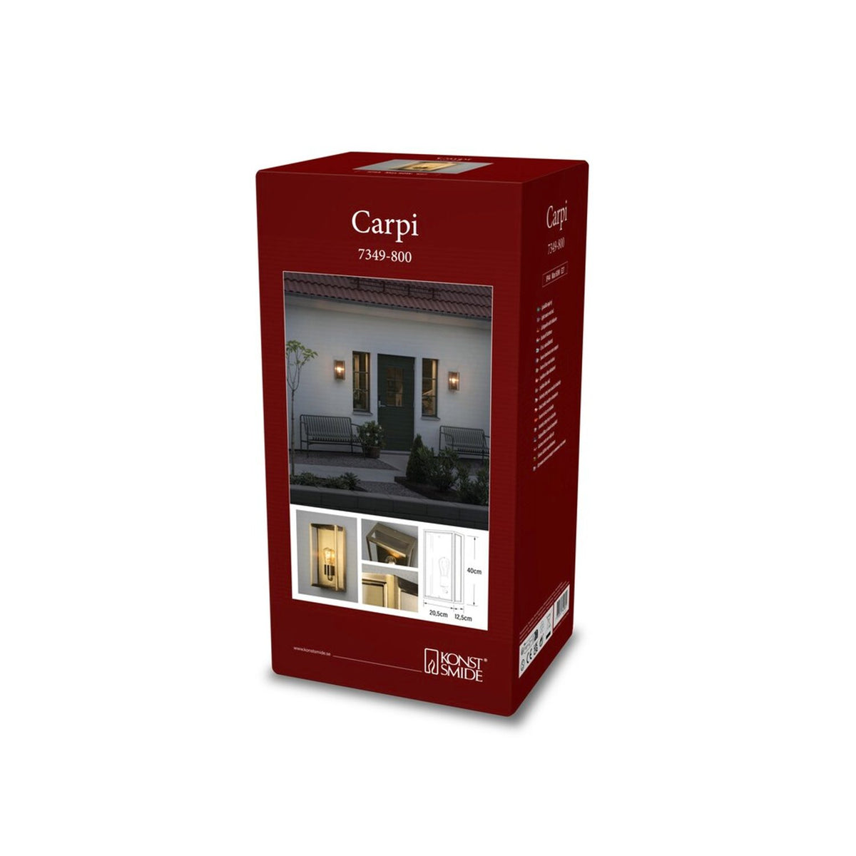 Carpi E27 Vägglampa Ute Mässing, Stor (20.5 cm)
