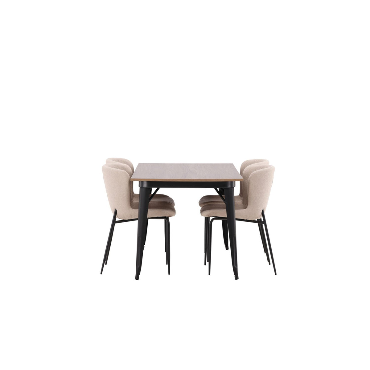 Tempe, Modesto Rektangulär matgrupp Svart,Brun, Valnöt, 140 x 80