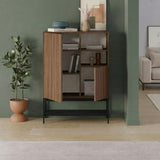 Amira (90 x 125 x 40 cm) Sideboard Milano valnötträ svart svart