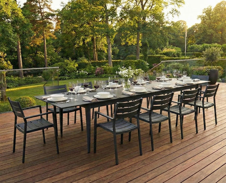 Anzio Matbord XL 110x266-396 cm Svart