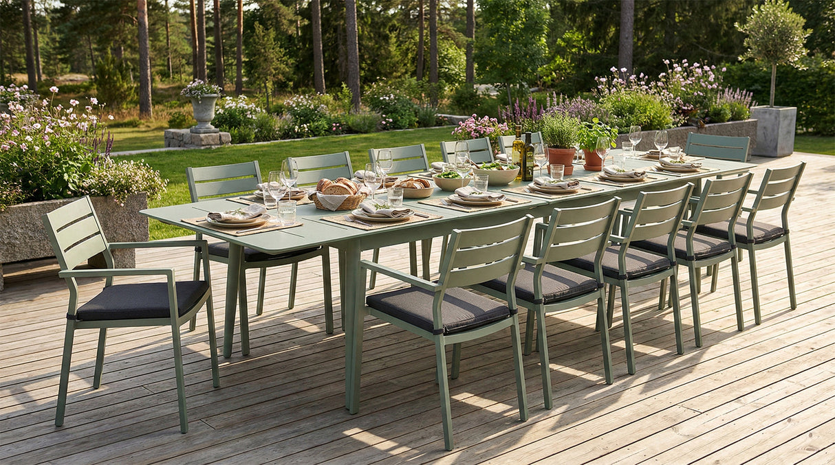 Anzio Matbord XL 110x266-396 cm Topia Grön