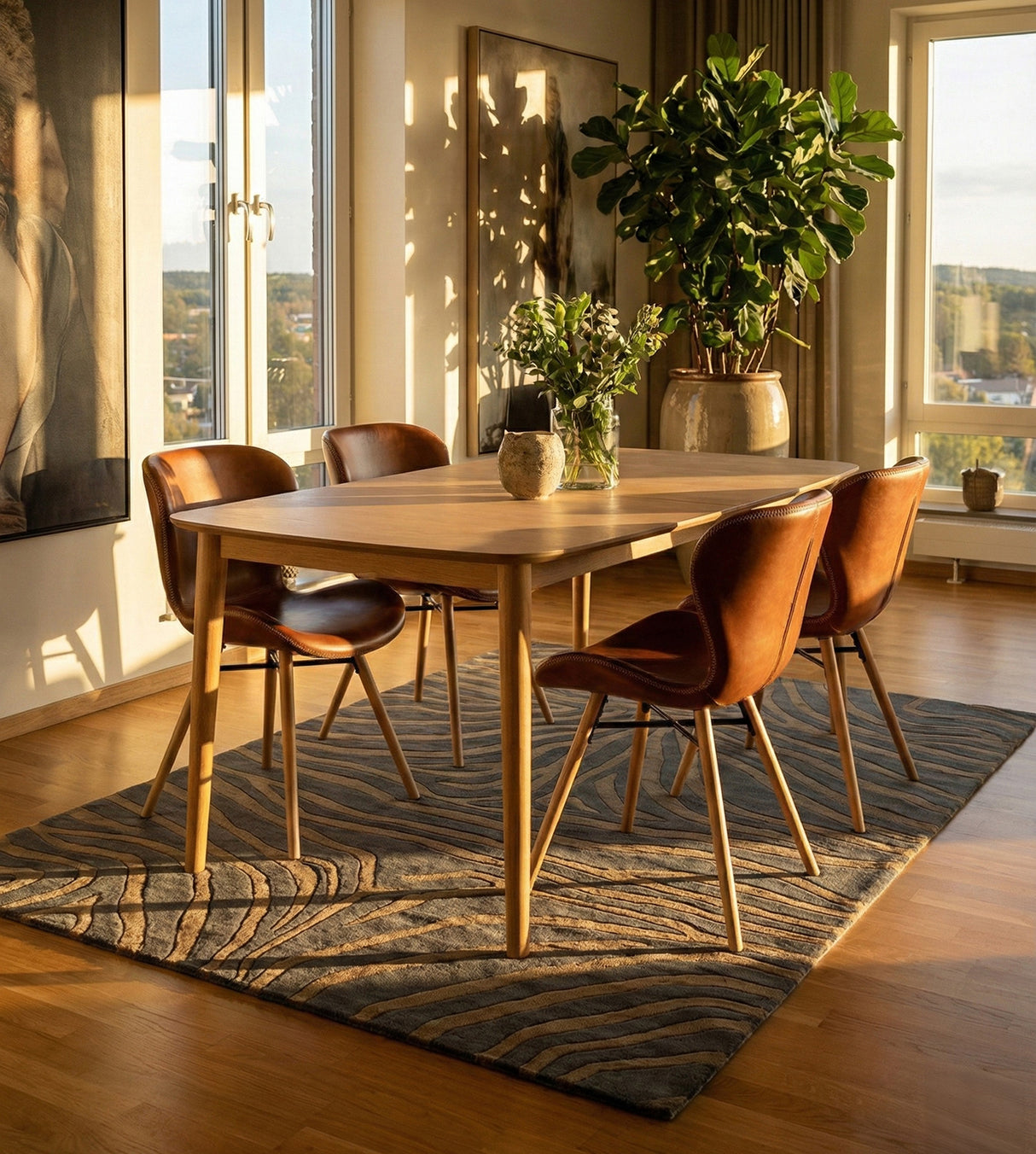 Sedan Matstol PU retro Konjak/Ek